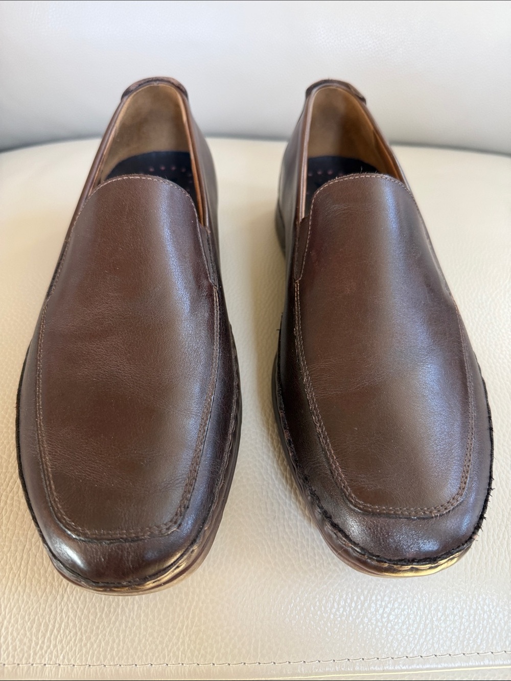 Mephisto Brown Leather Slip-On Loafers